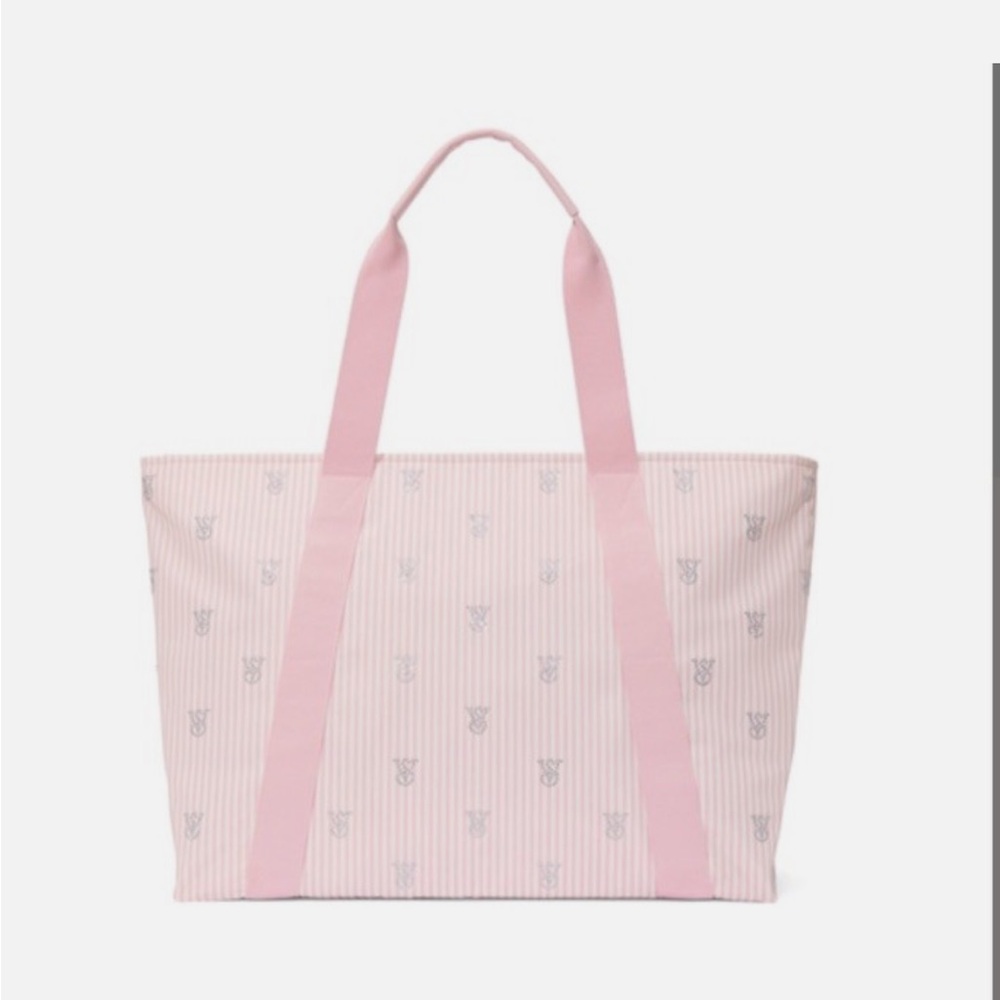 PINK Victoria's Secret Light Pink Tote with Shine Logo Pattern
